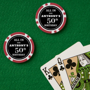 Verjaardag Casino Poker Thema gepersonaliseerd op Poker Chips