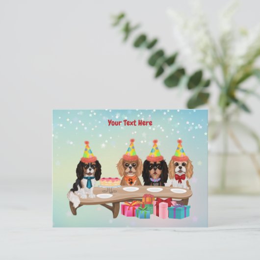 Verjaardag Cavalier King Charles Spaniel Briefkaart (Staand voorkant)