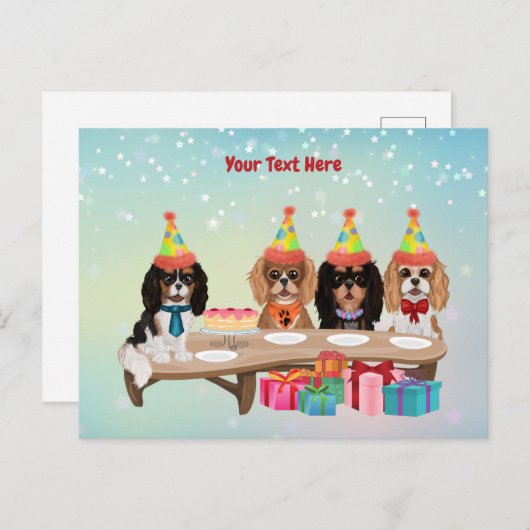 Verjaardag Cavalier King Charles Spaniel Briefkaart (Voorkant / Achterkant)
