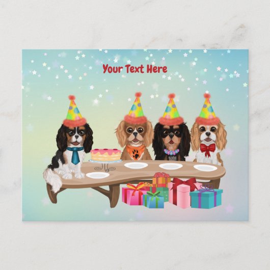 Verjaardag Cavalier King Charles Spaniel Briefkaart (Voorkant)