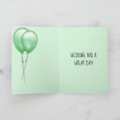 Verjaardag Cavia Groene Ballonnen Aangepaste Naam Kaart (Binnen)