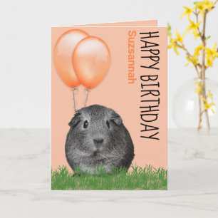 Verjaardag Cavia met Sinaasappel Ballonnen Aangepa Kaart