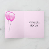 Verjaardag Cavia Roze Ballonnen Aangepaste Naam Kaart (Binnen)