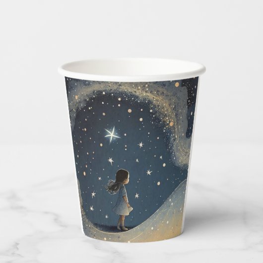 Verjaardag Celestial Star Waterverf Meisje Modern Papieren Bekers (Achterkant)