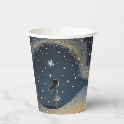 Verjaardag Celestial Star Waterverf Meisje Modern Papieren Bekers (Voorkant)
