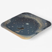 Verjaardag Celestial Star Waterverf Meisje Modern Papieren Bordje (Gebogen)