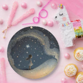 Verjaardag Celestial Star Waterverf Meisje Modern Papieren Bordje (Feest)