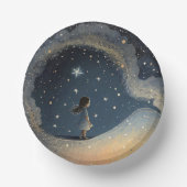 Verjaardag Celestial Star Waterverf Meisje Modern Papieren Kommen (Voorkant)