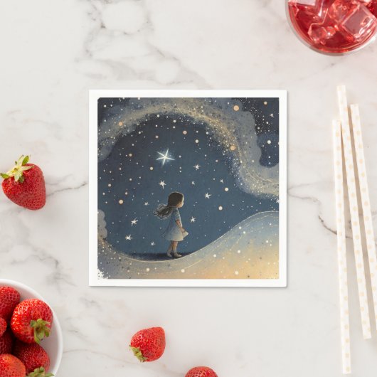 Verjaardag Celestial Star Waterverf Meisje Modern Servet (Insitu)