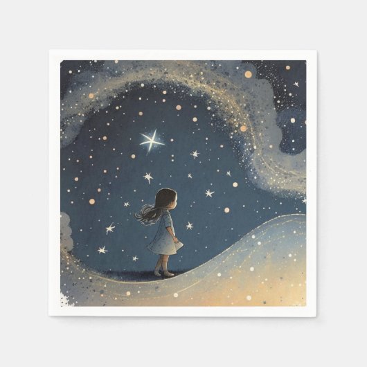 Verjaardag Celestial Star Waterverf Meisje Modern Servet (Voorkant)