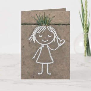 Verjaardag Chalk Art Meisje met een hart Kaart