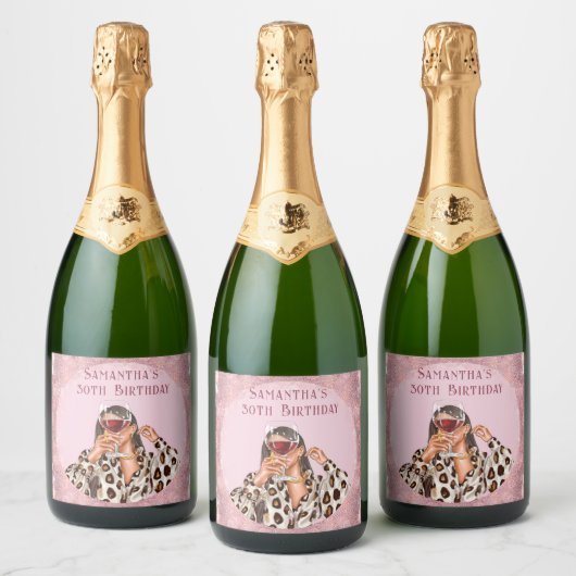 Verjaardag Champagne gepersonaliseerde foto labels Sparkling Wijnetiket (Flessen)