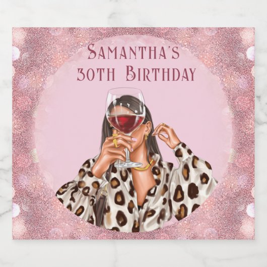 Verjaardag Champagne gepersonaliseerde foto labels Sparkling Wijnetiket (Enkel label)