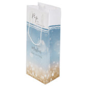 Verjaardag champagne lichtblauw mousserend goud wijn cadeautas (Voorkant Gekanteld)