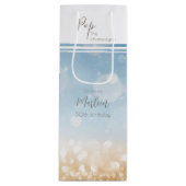 Verjaardag champagne lichtblauw mousserend goud wijn cadeautas (Voorkant)