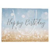 Verjaardag champagne sky blauw sprankelend goud sh groot cadeauzakje (Achterkant)