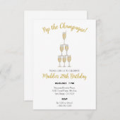 Verjaardag Champagne Tower Uitnodigingen (Voorkant / Achterkant)