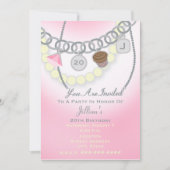 Verjaardag Charm Armband & Parels Sieraden Invite Kaart (Voorkant)