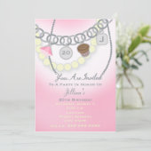 Verjaardag Charm Armband & Parels Sieraden Invite Kaart (Staand voorkant)