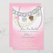 Verjaardag Charm Armband & Parels Sieraden Invite Kaart (Voorkant / Achterkant)