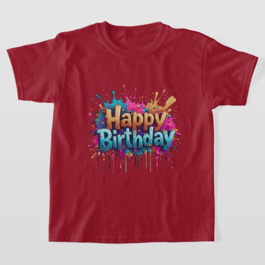 Verjaardag Cheer – Kleurrijke Happy Birthday T-shi T-shirt (Laagn)