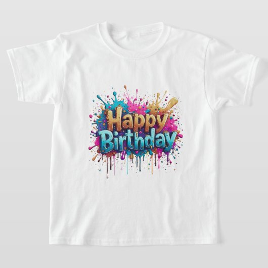 Verjaardag Cheer – Kleurrijke Happy Birthday T-shi T-shirt (Laagn)