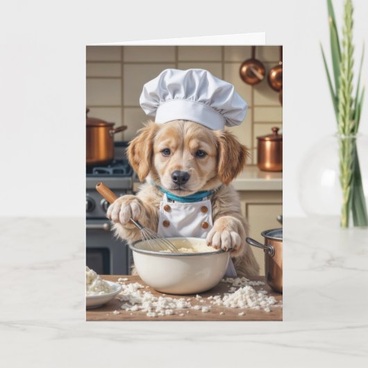 Verjaardag Chef Golden Retriever Puppy Kaart (Voorkant)
