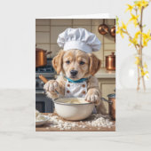 Verjaardag Chef Golden Retriever Puppy Kaart (Gele Bloem)