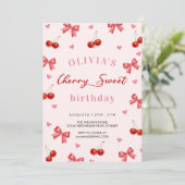 Verjaardag Cherry Bow Kaart (Staand voorkant)