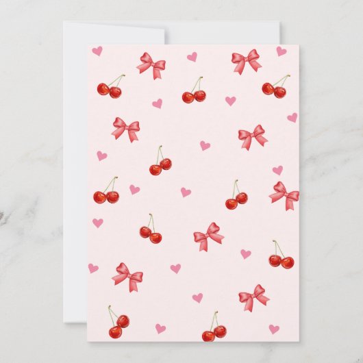 Verjaardag Cherry Bow Kaart (Achterkant)