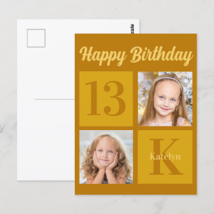 Verjaardag Chic Goud 2 Foto Persoonlijk Briefkaart