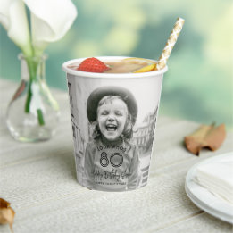 Verjaardag Chic Wit Typografie 2 Foto Feest Papieren Bekers