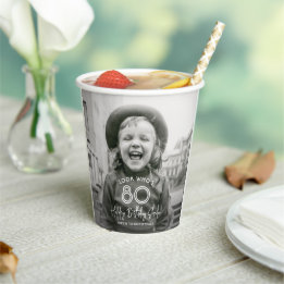 Verjaardag Chic Wit Typografie 2 Foto Feest Papieren Bekers