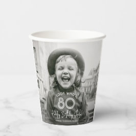 Verjaardag Chic Wit Typografie 2 Foto Feest Papieren Bekers