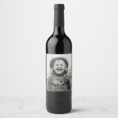 Verjaardag Chic Wit Typografie Foto Feest Wijn Etiket (Voorkant)