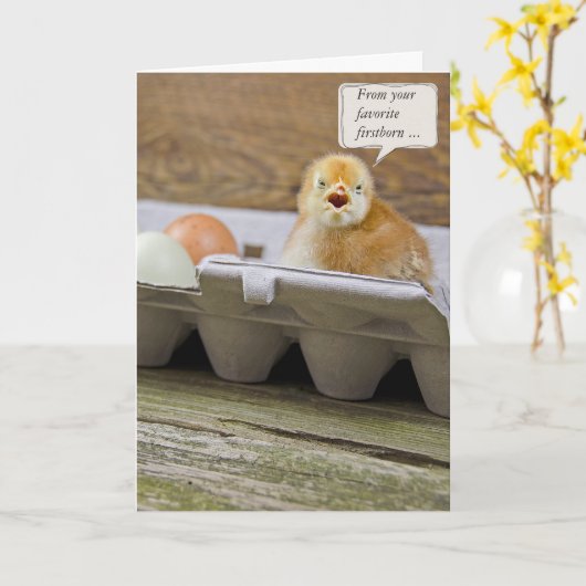 Verjaardag Chick voor papa Kaart (Gele Bloem)