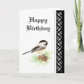 Verjaardag Chickade met Schrift Zegen binnen Kaart (Voorkant)