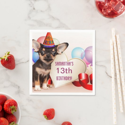 Verjaardag Chihuahua hond papieren servetten (Insitu)