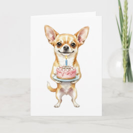 Verjaardag Chihuahua Moeder Cute Hond met Cake Kaart