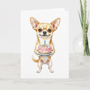 Verjaardag Chihuahua Moeder Cute Hond met Cake Kaart