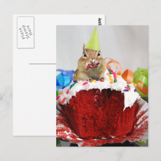 Verjaardag Chipmunk Briefkaart (Voorkant / Achterkant)