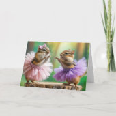 Verjaardag Chipmunks Dancing Kaart (Voorkant)