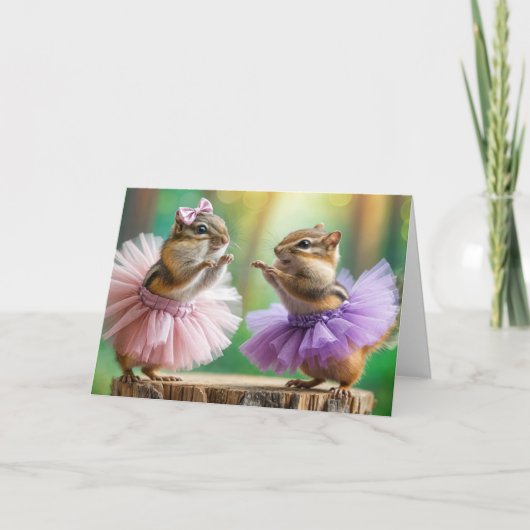 Verjaardag Chipmunks Dancing Kaart (Voorkant)
