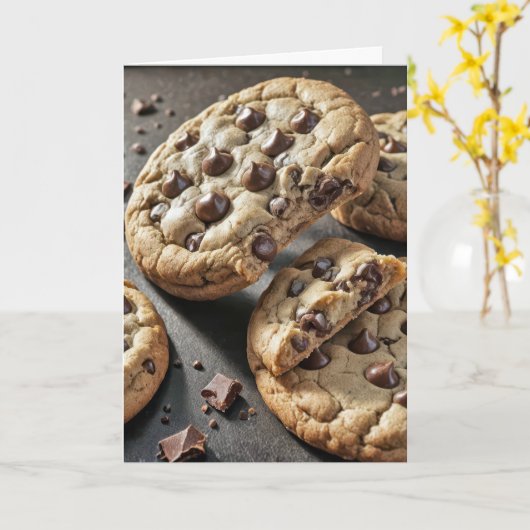 Verjaardag Chocolade Chip Cookies Kaart (Gele Bloem)