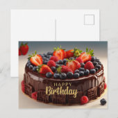 Verjaardag Chocolade Fruit Cake Briefkaart (Voorkant / Achterkant)
