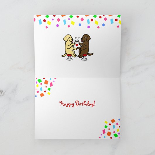 Verjaardag Chocolade Lab en Yellow Lab Kaart (Binnen)