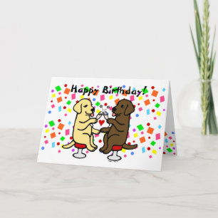 Verjaardag Chocolade Lab en Yellow Lab Kaart