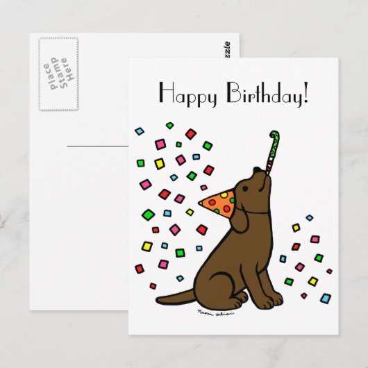 Verjaardag Chocolade Labrador Cartoon Briefkaart (Voorkant / Achterkant)