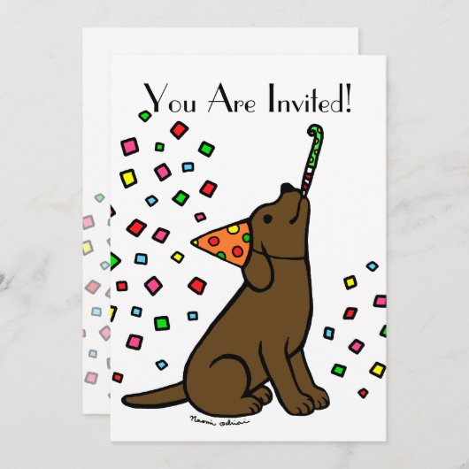 Verjaardag Chocolade Labrador Cartoon Kaart (Voorkant / Achterkant)