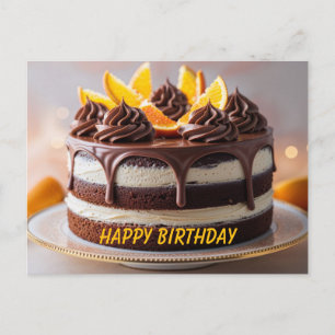 Verjaardag chocolade sinaasappel fruitcake briefkaart